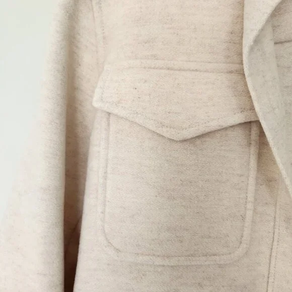 & Other Stories Wool Blend Cream Oversized Coat Jacket Overshirt Shacket Size 8 - Picture 5 of 12